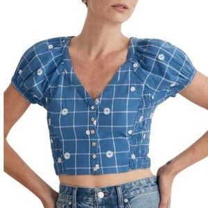 Madewell | Picnic Cowgirl Cottagecore Embroidered Puff Sleeve Top | M